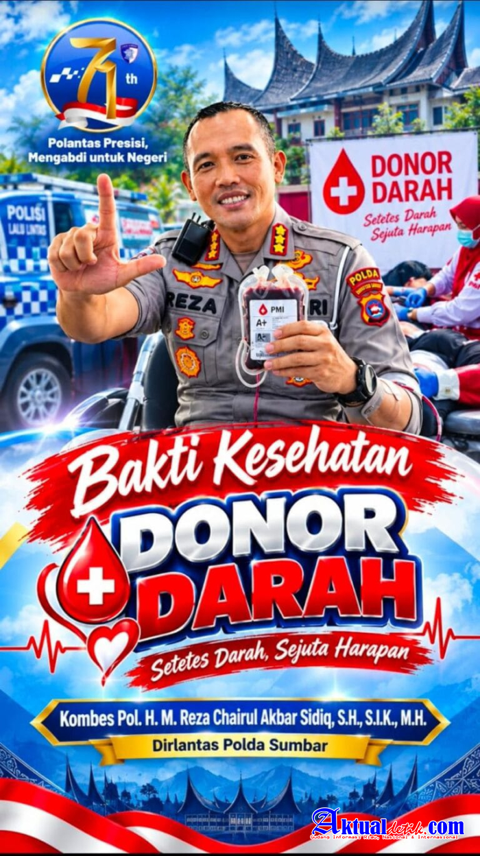 HUT ke- 71 Polantas, Ditlantas Polda Sumbar Gelar Bakti Sosial Donor Darah