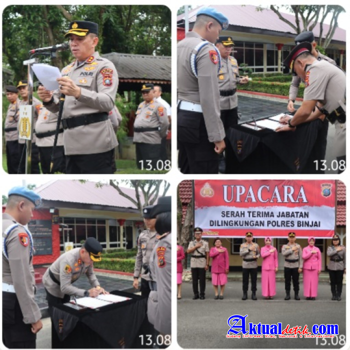 Kapolres Binjai Serah Terimakan Jabatan Kasat Binmas Dan Kapolsek Binjai Utara
