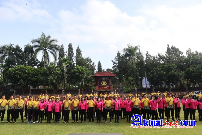 Sambut HKGB ke-70, Bhayangkari Cabang Gianyar Gelar Olahraga Bersama