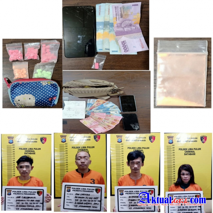 Tiga Kurir dan Seorang Bandar Pil Ekstasi, di Tangkap Polsek Lima Puluh dari Tempat Hiburan Malam