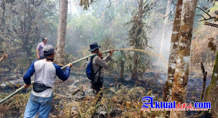 Padamkan Karhutla, Anggota Polda Riau Terus Berjibaku Dengan Api