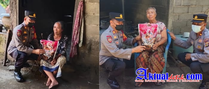 Peduli Warga Lansia Janda Kurang Mampu, Melalui Program GESEK Kapolsek Kubu Salurkan Bantuan