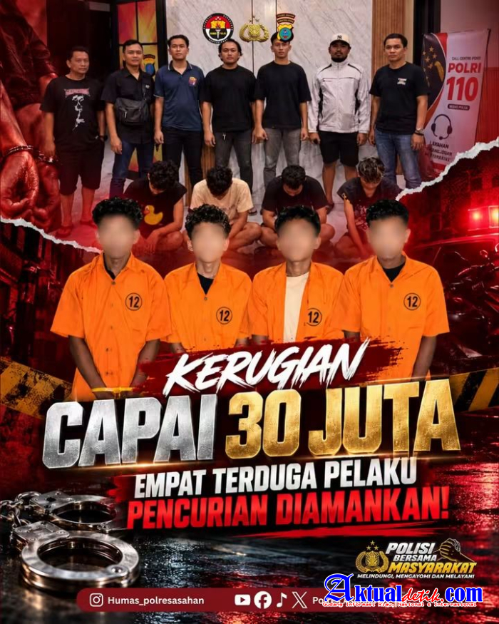 Tim Jatanras Polres Asahan Amankan Empat Terduga Pelaku Pencurian, Kerugian Korban Capai Rp30 Juta