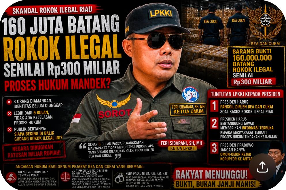 Pengungkapan Rokok Ilegal Rp300 Miliar di Pekanbaru Mandek, Sorotan Publik Menguat