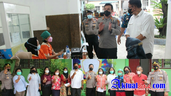 Kapolres Pematang Siantar Tinjau Pelaksanaan Vaksinasi di Dua Lokasi