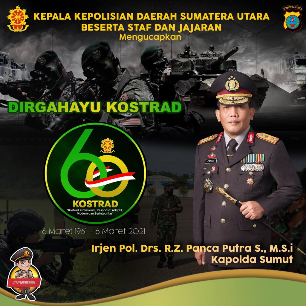 Keluarga Besar Polda Sumut dan Jajaran Ucapkan Dirgahayu Kostrad ke-60
