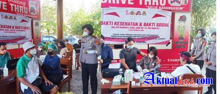 Sambut HUT Polwan ke 74, Srikandi Polwan Polres Karangasem Gelar Bhakti Kesehatan dan Vaksinasi 