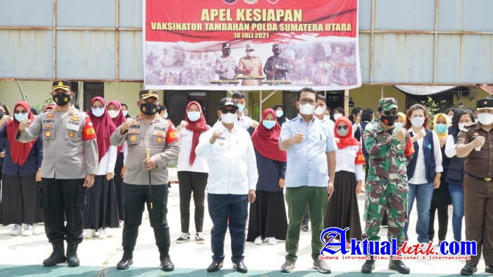 Kapolres dan Forkopimda Simalungun Ikuti Apel Kesiapan Vaksinator Poldasu