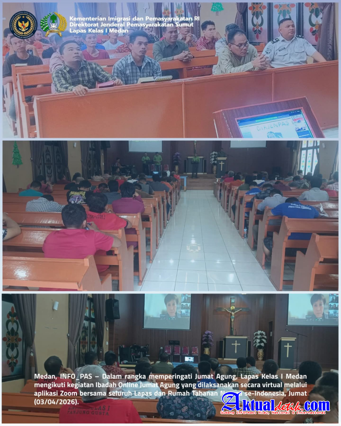 Ibadah Jumat Agung Secara Virtual, Warga Binaan Lapas Kelas I Medan Ikuti Ibadah dengan Khidmat