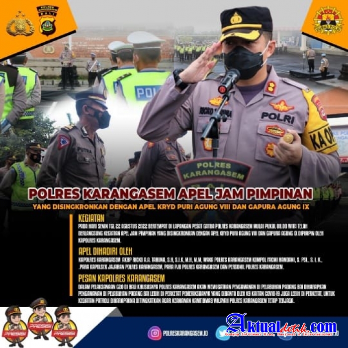 Kapolres Karangasem Pimpin Apel KRYD Dalam Rangka Side Event Presidensi G20 Tahun 2022