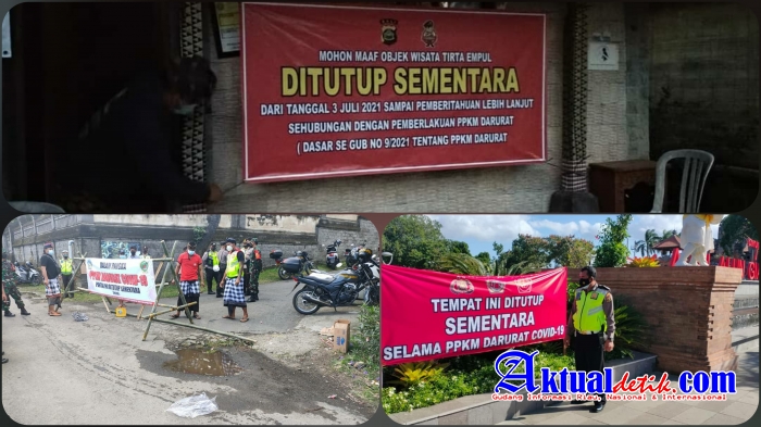 PPKM Darurat Jawa-Bali, Petugas Pasang Spanduk Penutupan Sementara Tempat Usaha dan Fasilitas Wisata