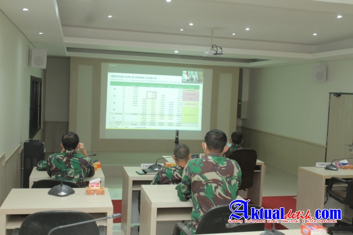 Monitoring pelaksanaan Vaksinasi Covid-19, Kodam IX/Udayana mengikuti Vidcon dengan Menkes RI