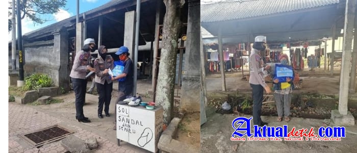 Peduli Warga Dampak Kenaikan Harga BBM, Polres Karangasem Bagikan Sembako di Pasar Karangsokong