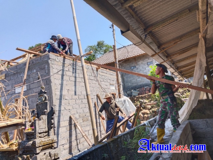 Kodim 1619/Tabanan Bekerjasama Dengan Dinas PUPR Bangun RTLH Warga di Wilayah Koramil Baturiti 