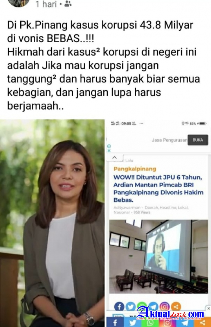 Najwa Shihab Bilang Begini Hakim PN Tipikor Kota Pangkalpinang Putus Bebas Bos BRI Pangkalpinang