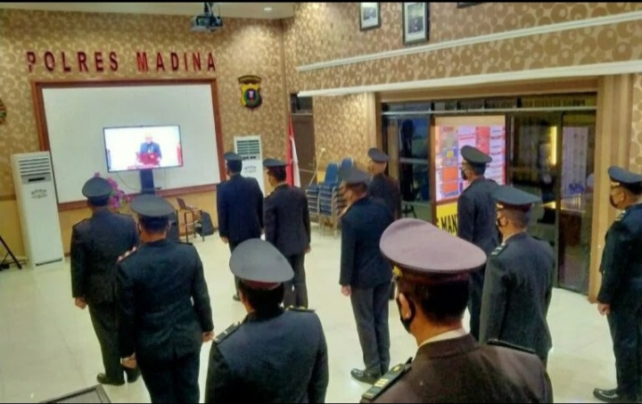 Polres Madina Ikuti Upacara Kelahiran Pancasila Secara Virtual Yang Dipimpin Oleh Bapak Presiden RI