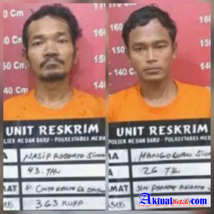 Reskrim Polsek Medan Baru Meringkus Dua Orang Pelaku Pencuri Panel lampu lalu lintas