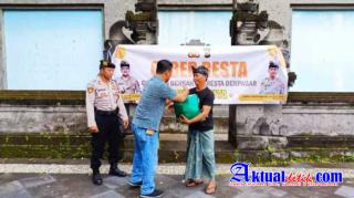 Program Unggulan Kapolresta Denpasar, Polsek Kuta Berbagi Paket Sembako Kepada Warga Yang Membutuhka