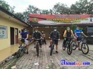 Kapolsek Medan Helvetia Gowes Sore Hari Bersama Perwira Jajarannya