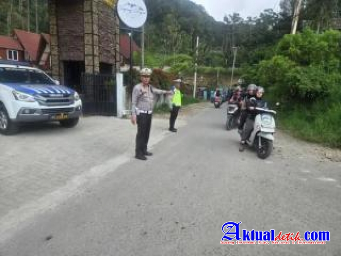 Patroli Satlantas Polres Karo Pantau Jalur Alternatif Jaranguda-Simpang Pelawi