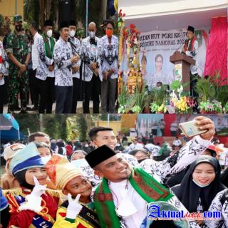 Gubernur Riau Bersama Bupati Pelalawan Hadiri Puncak Jambore HUT PGRI Ke-76 dan Hari Guru Nasional