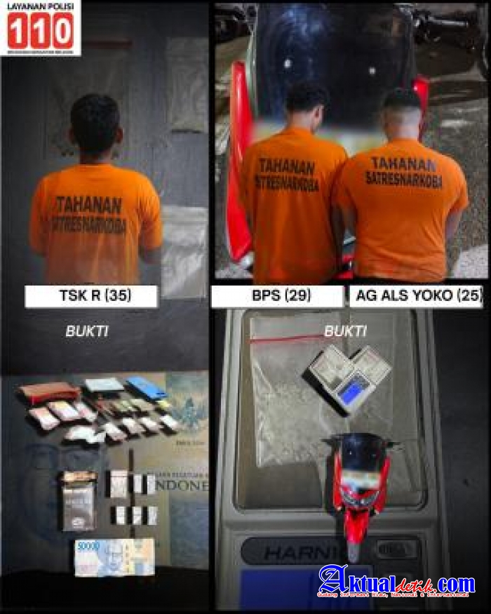Gerak Cepat Satresnarkoba Polres Binjai, 3 Pelaku Narkoba Diciduk, Sabu dan Ekstasi Diamankan