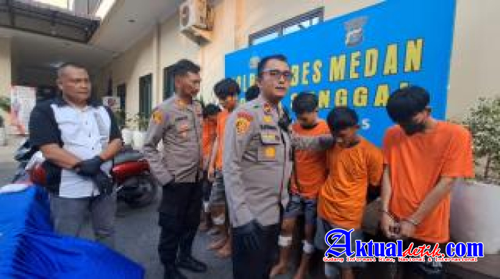 Polsek Sunggal Ringkus 7 Specialis Begal Malam, 5 Orang Ditembak