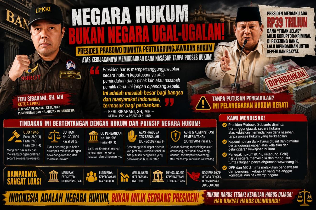HEBOH! Aktivis Hukum Soroti Pemindahan Dana Nasabah oleh Presiden
