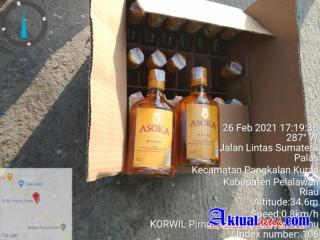 Ribuan Botol Miras Bebas Melintas di Riau, Dikonfirmasi Polres Pelalawan Tidak Merespon