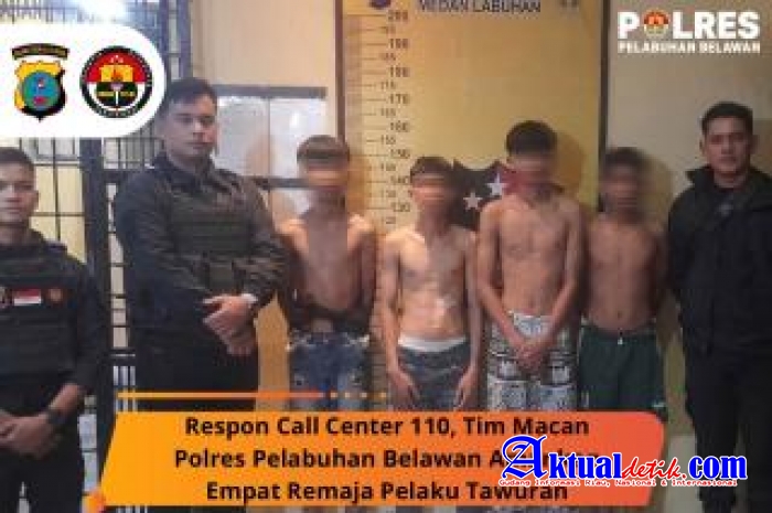Tim Macan Polres Pelabuhan Belawan Amankan Empat Remaja Pelaku Tawuran