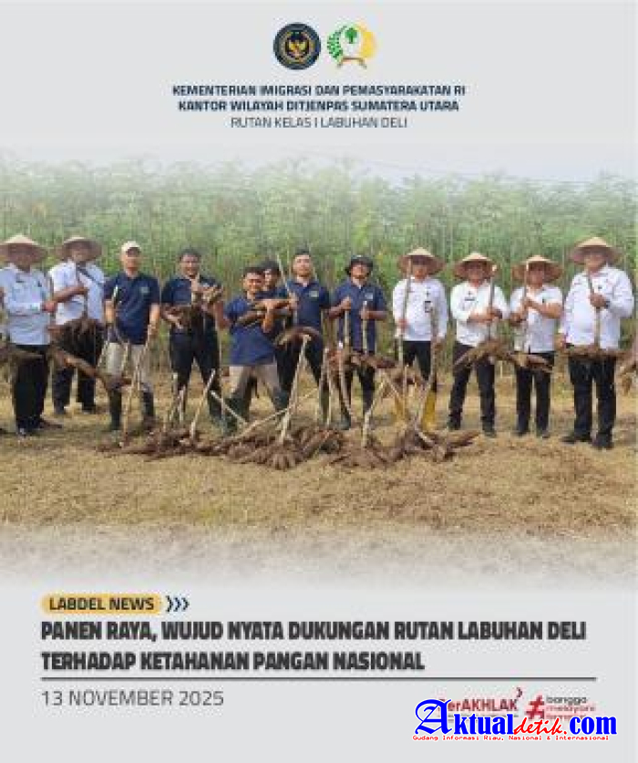 Rutan Labuhan Deli Bersama Pejabat Struktural, Staff Warga Binaan Panen Raya Singkong Di Selambo