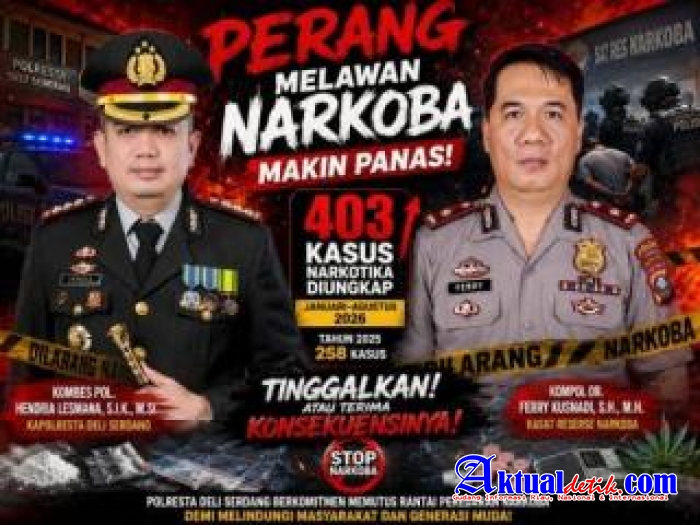 Perang Melawan Narkoba Makin Gencar, Polresta Deli Serdang Ungkap 403 Kasus hingga Agustus 2026