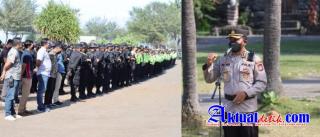 Polres Karangasem Mengikuti Apel Kesiapan Pengamanan GFNY di Pantai Masceti Gianyar