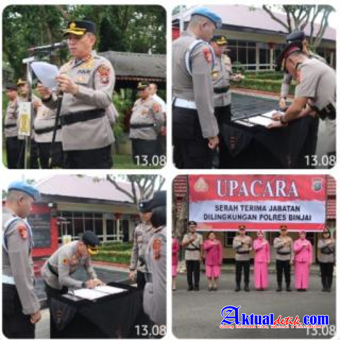 Kapolres Binjai Serah Terimakan Jabatan Kasat Binmas Dan Kapolsek Binjai Utara