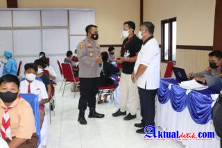 Gerai Vaksin Presisi Bakti Kesehatan Bhayangkara Polres Buleleng Diserbu Ratusan Anak-Anak