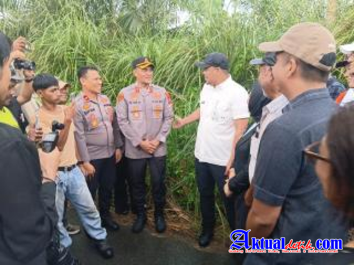 Gubernur Sumut Bersama Kapolres Binjai dan Plt Bupati Langkat Tinjau Jalan Longsor Di desa Telagah