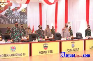 Kapolda Sumut dan Pangdam I/BB Hadiri Rapim TNI-Polri Tahun 2021 Secara Virtual