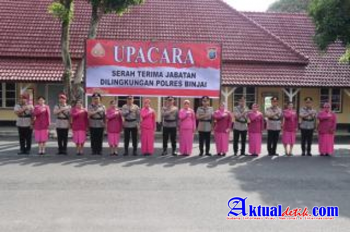 Polres Binjai Sertijab Kasat Reskrim, Kasat Lantas, Kapolsek Binjai Barat, Kapolsek Selesai