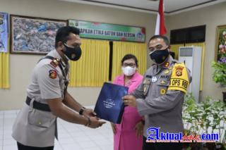 Kapolres Gianyar Pimpin Upacara Sertijab di Lingkungan Polres Gianyar di Laksanakan Sesuai Prokes