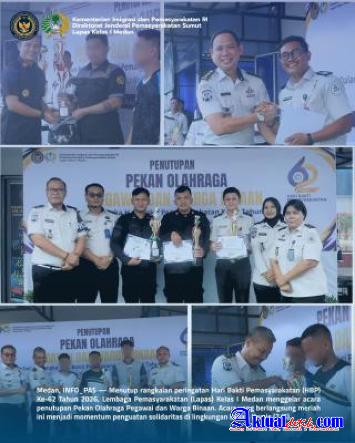 Puncak Peringatan HBP 62, Lapas Medan Gelar Penutupan Pekan Olahraga Dengan Penuh Hikmat