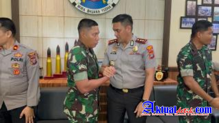 Kokohkan Sinergitas TNI-Polri, Kapolres Binjai Bersama PJU Silaturahmi Mako Yonarhanud 11/WBY